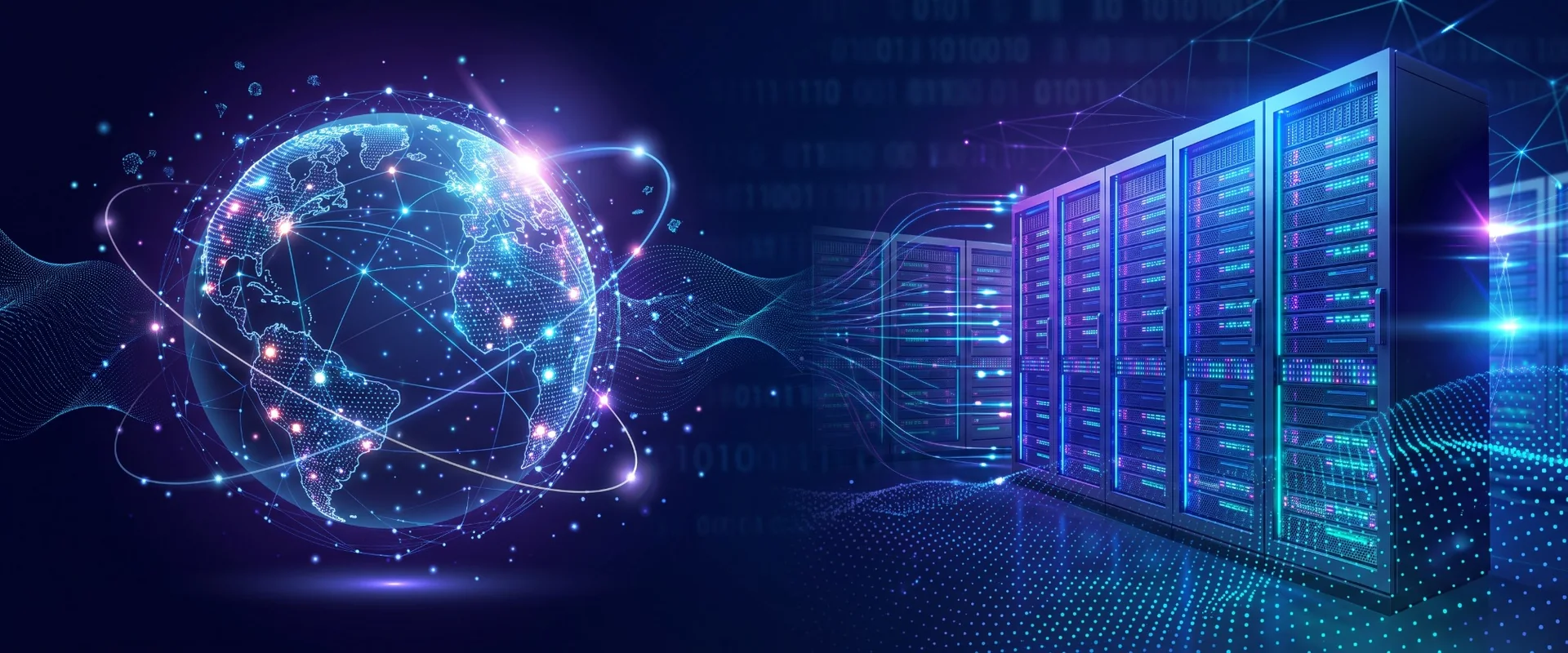 Modern server infrastructure representing hosting and IT services